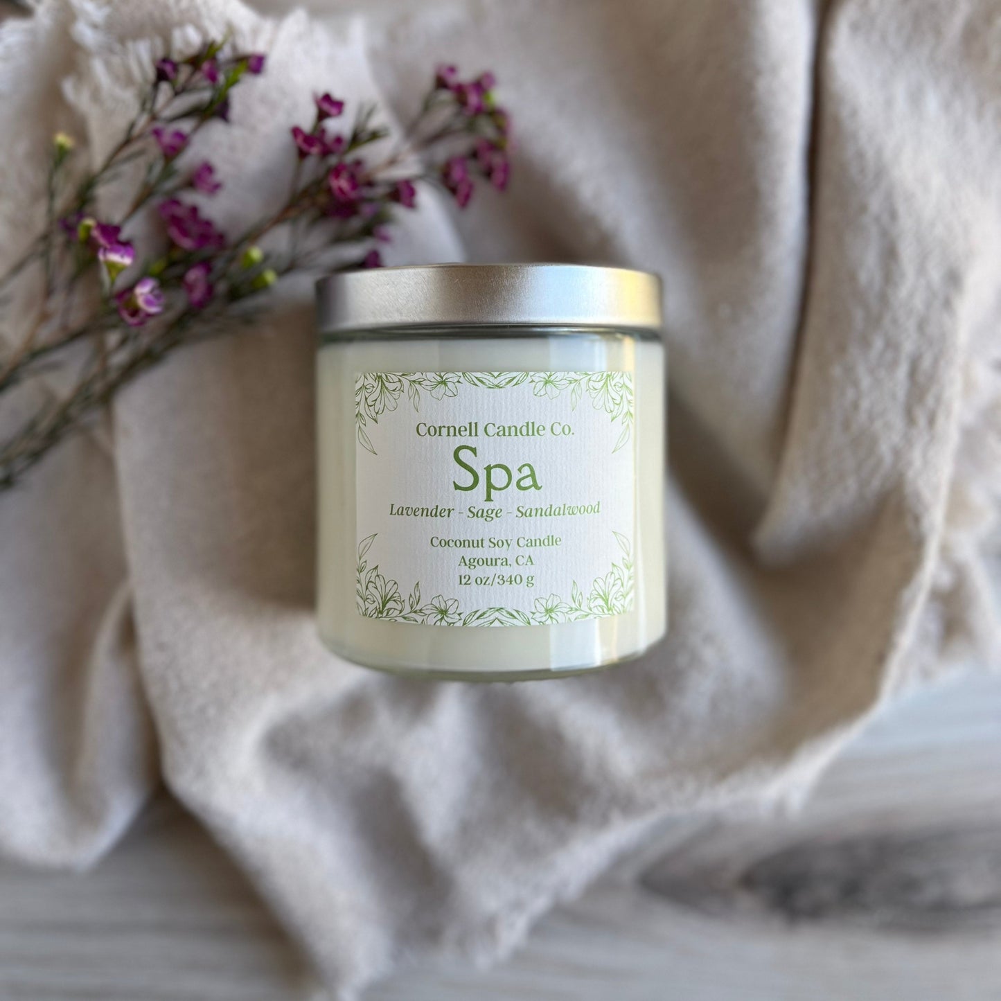 Spa Candle - lavender, sage and sandalwood scent