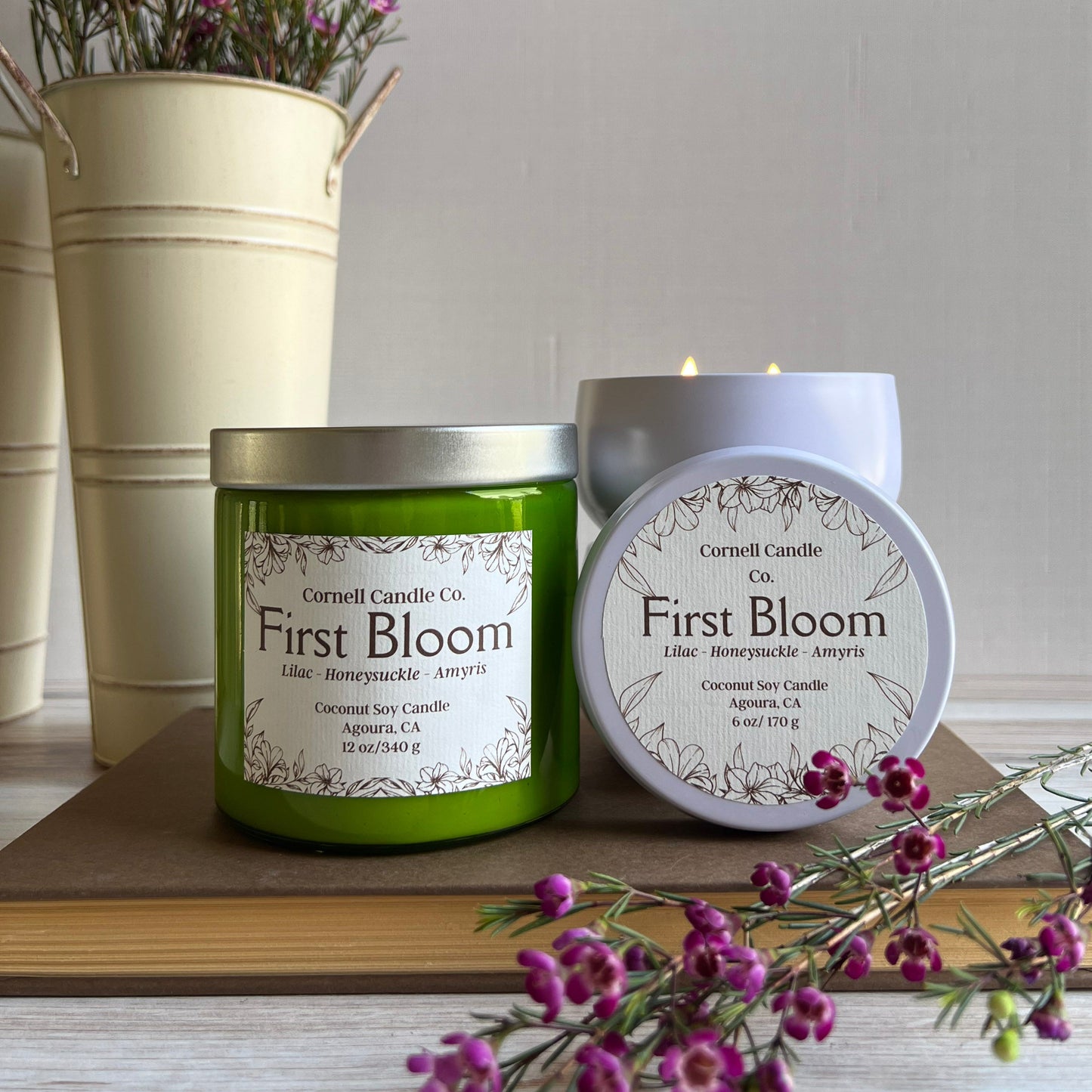 First Bloom candle - lilac, honeysuckle scent