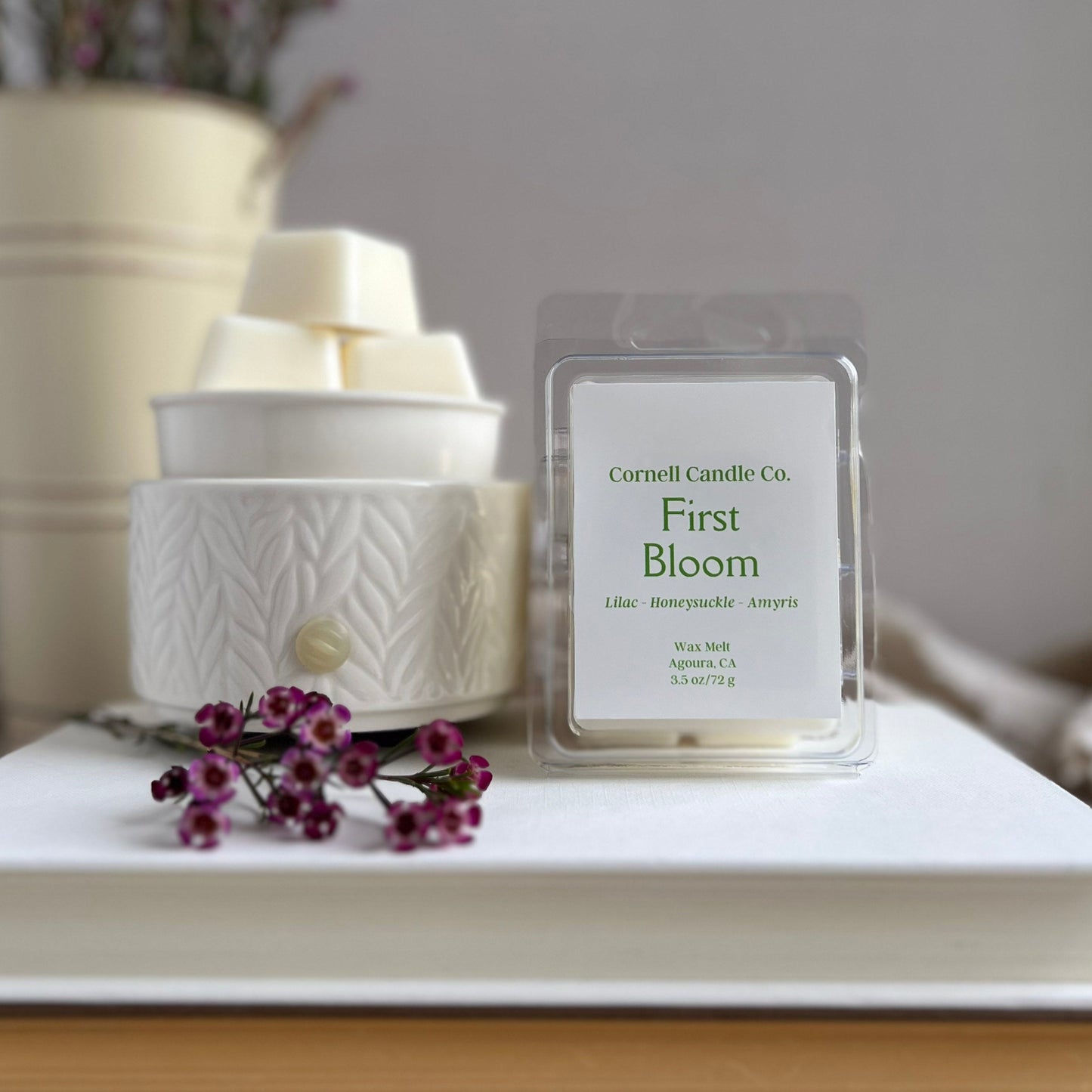 first bloom wax melt - lilac, honeysuckle scent