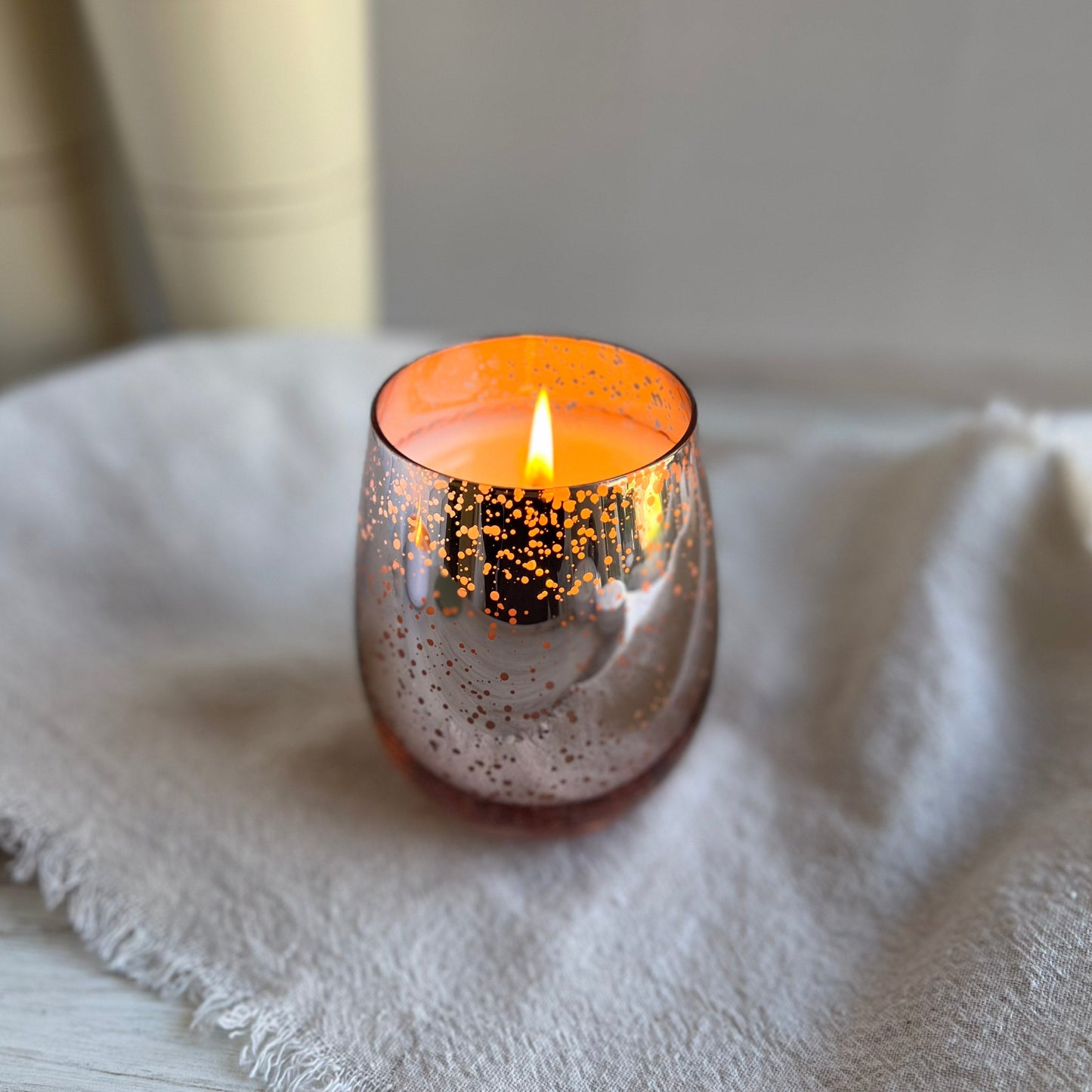 Strathmore Rose Mercury Glass Candle - classic rose scent