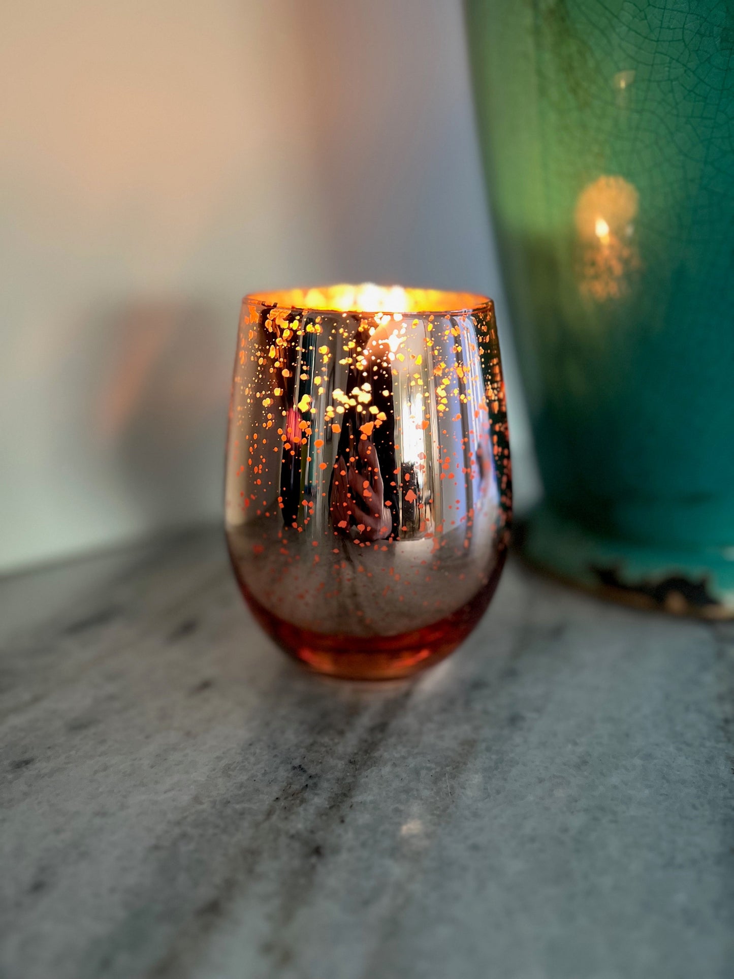 Strathmore Rose Mercury Glass Candle - classic rose scent