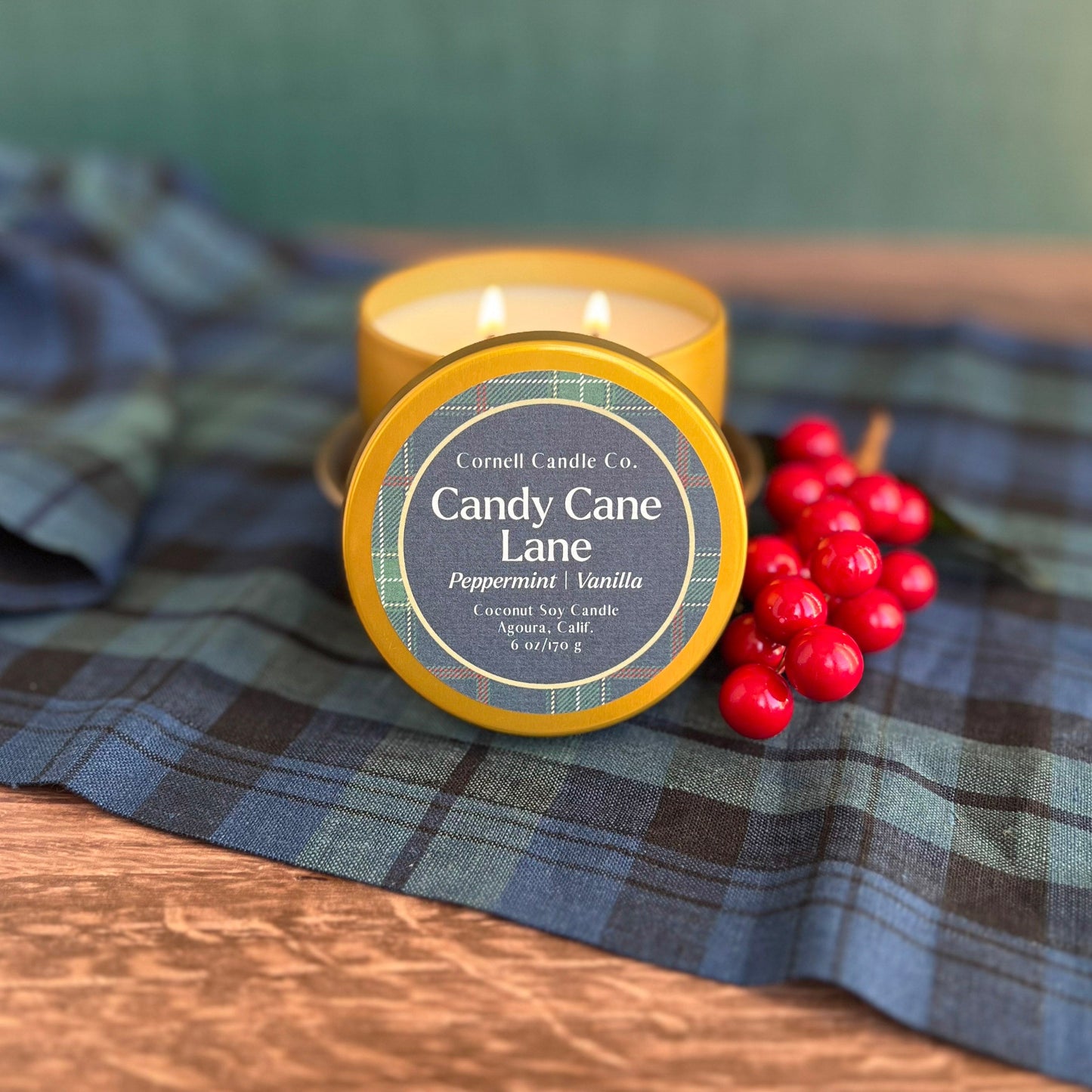 Candy Cane Lane Candle ~ Peppermint + Vanilla