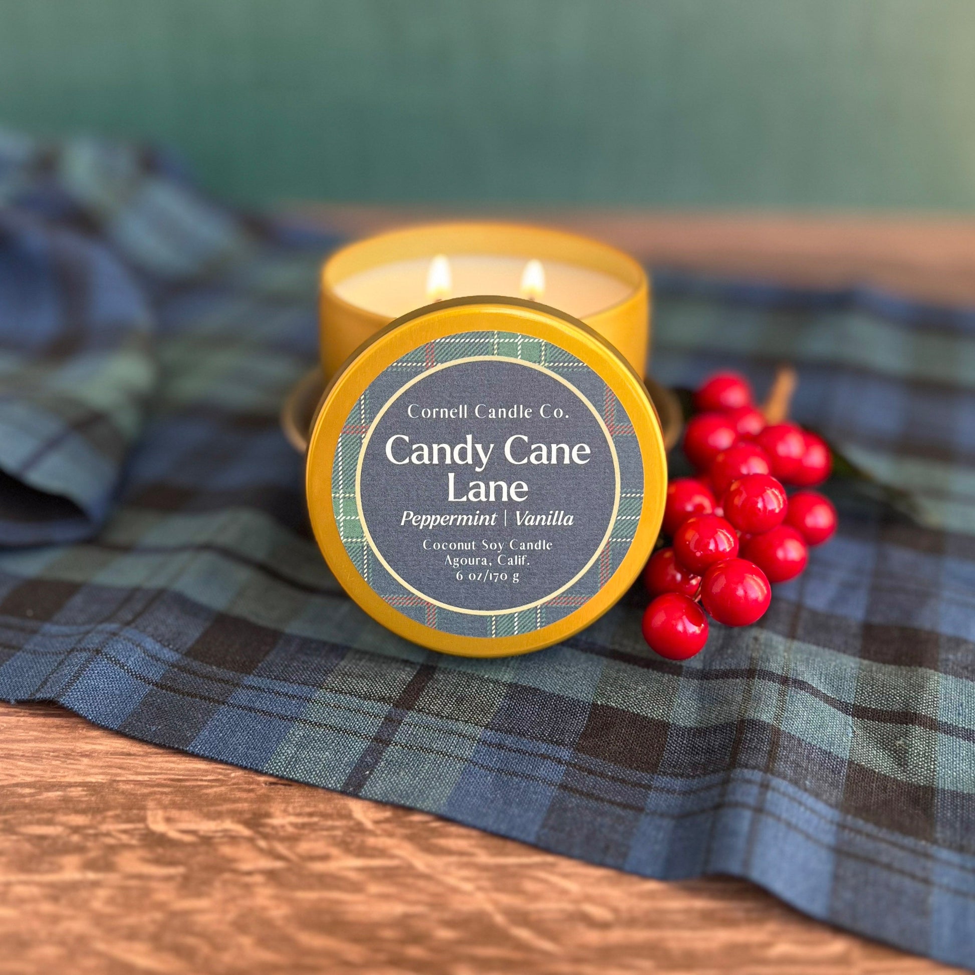 Candy Cane Lane Candle ~ Peppermint + Vanilla