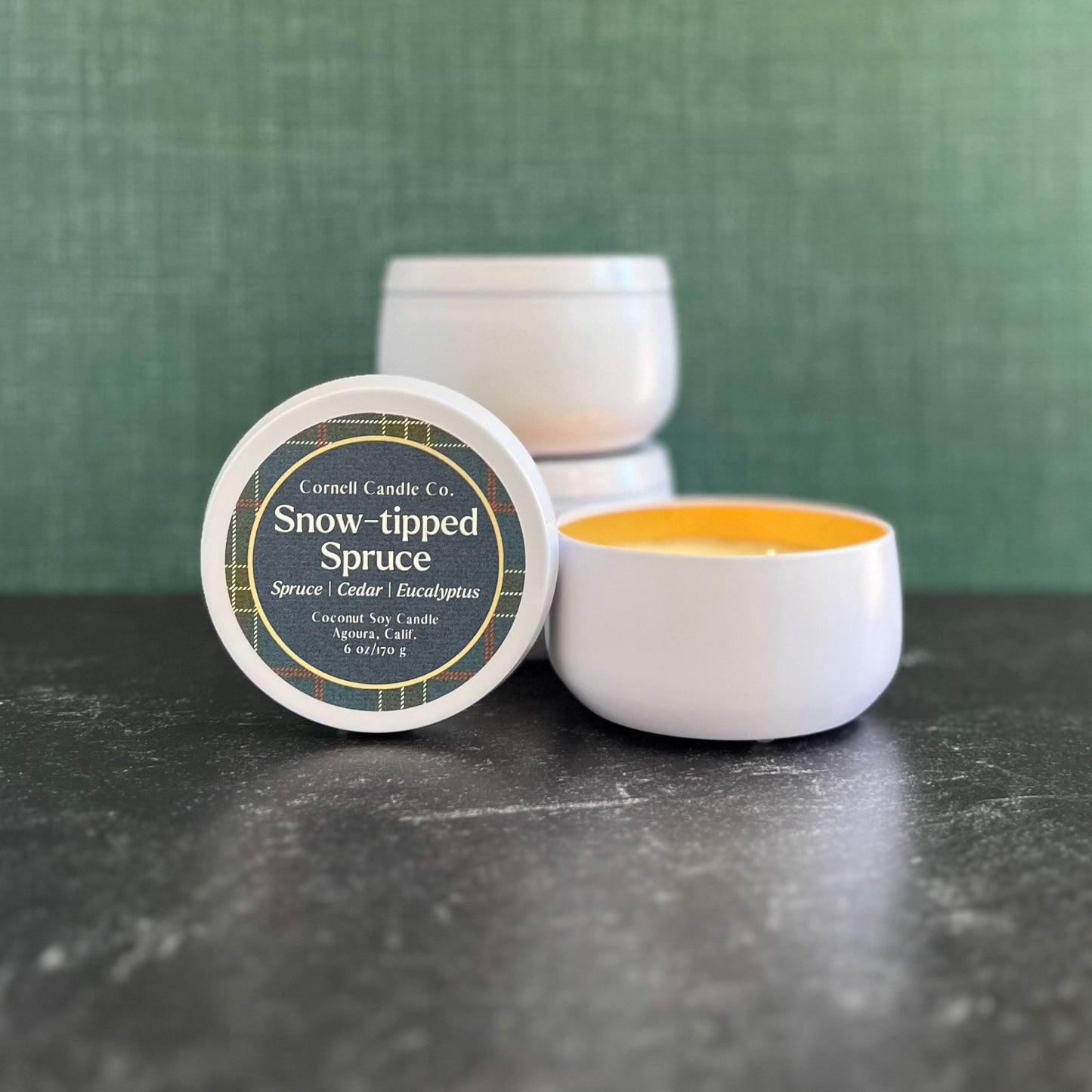 Snow-tipped Spruce Candle ~ Spruce + Cedar