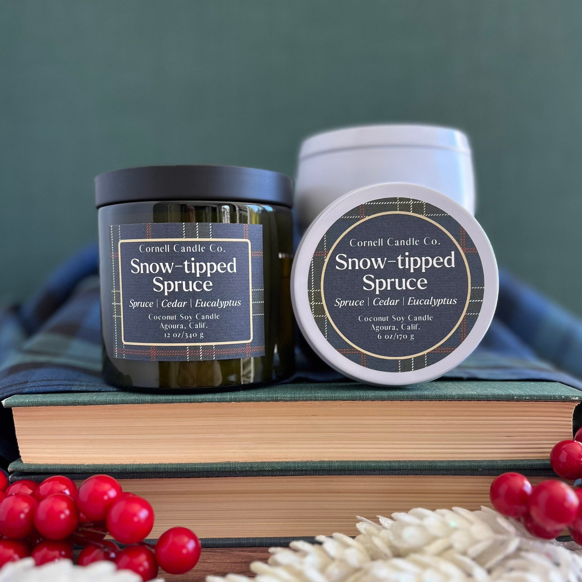Snow-tipped Spruce Candle ~ Spruce + Cedar