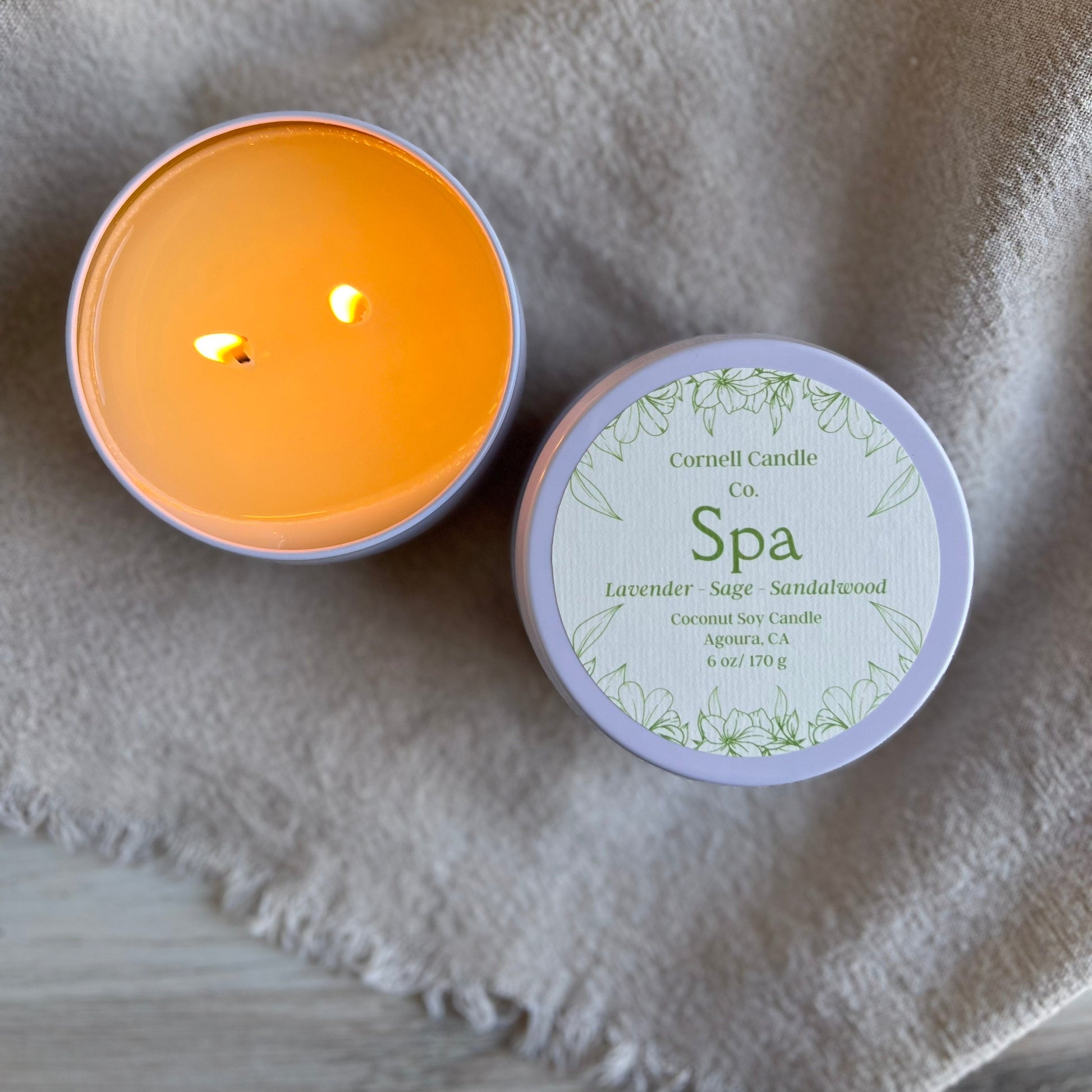 Spa Candle - lavender, sage and sandalwood scent