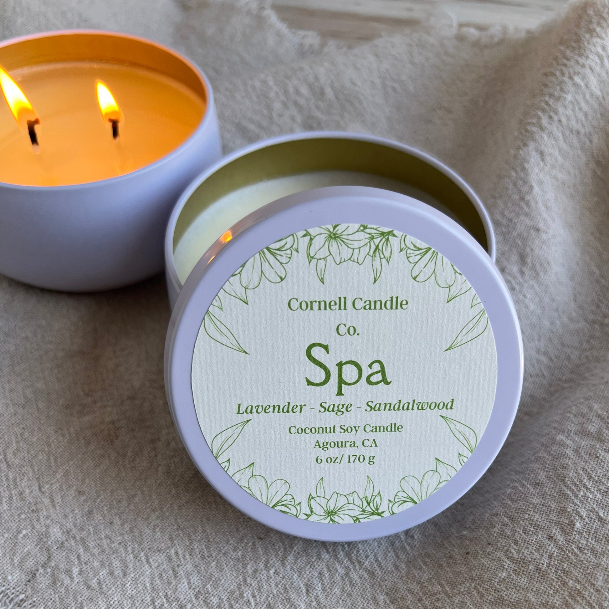 Spa Candle - lavender, sage and sandalwood scent