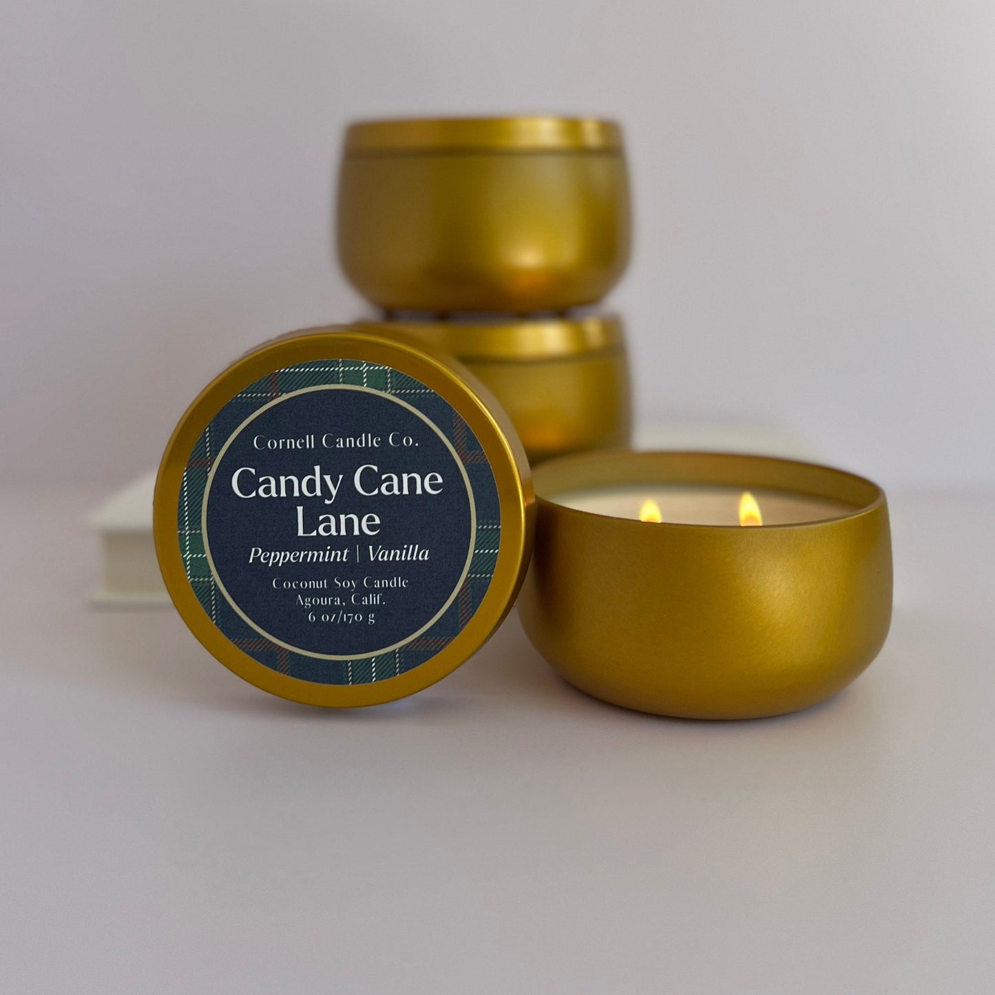Candy Cane Lane Candle ~ Peppermint + Vanilla