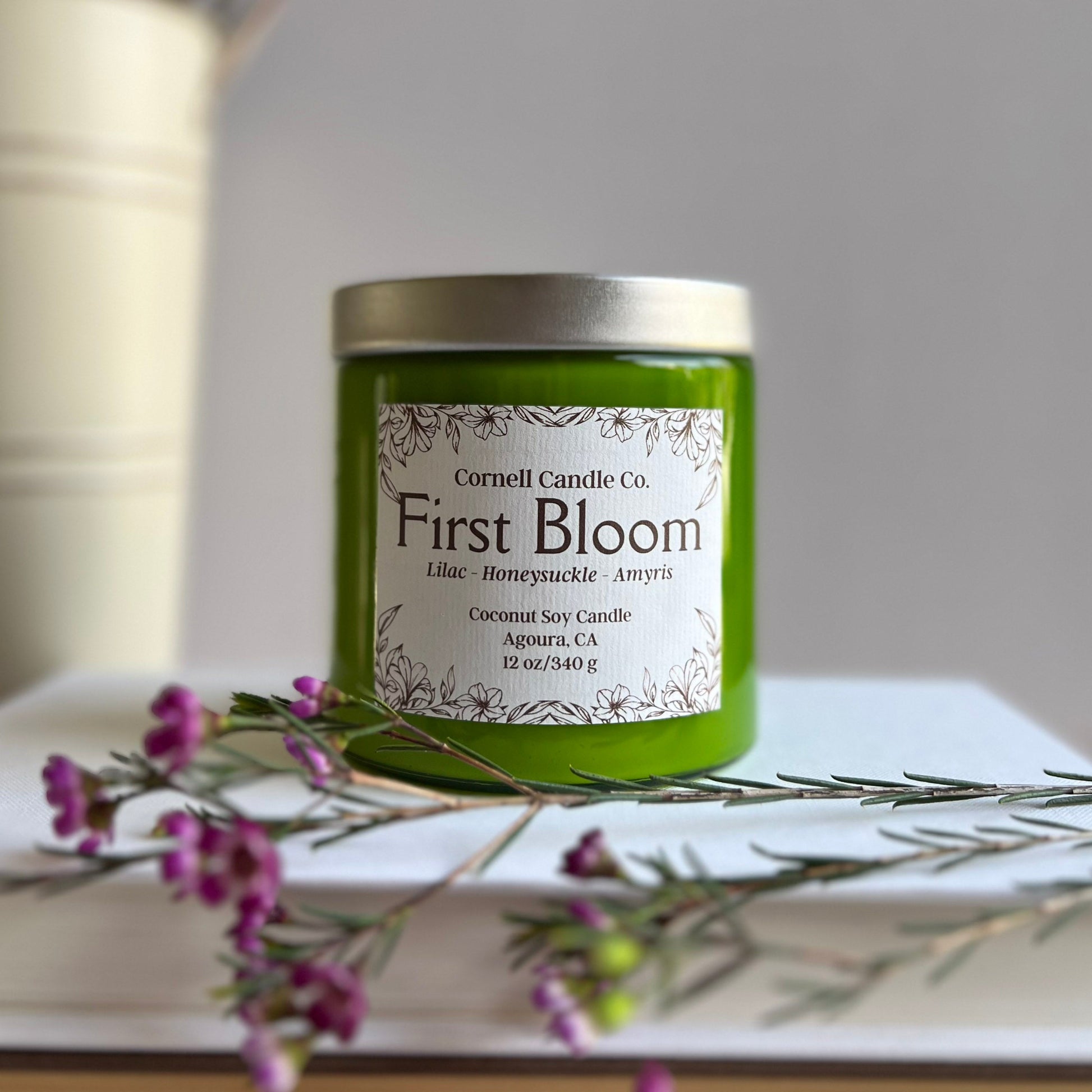 first bloom candle - lilac, honeysuckle scent
