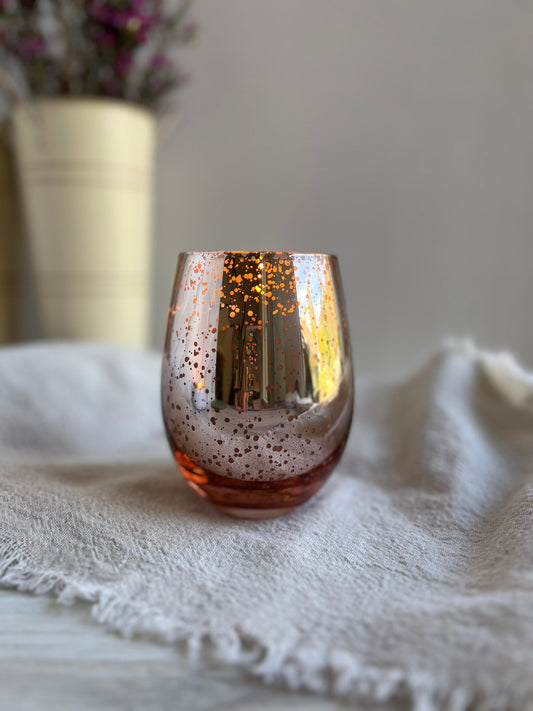 Strathmore Rose Mercury Glass Candle - classic rose scent